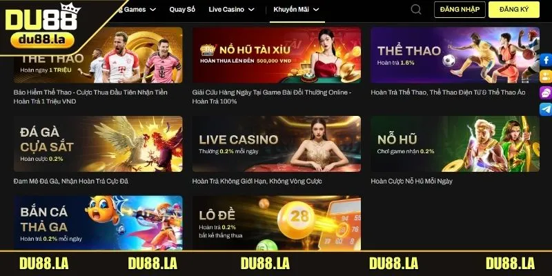 Các sự kiện khuyến mãi thưởng hấp dẫn tại DU88 